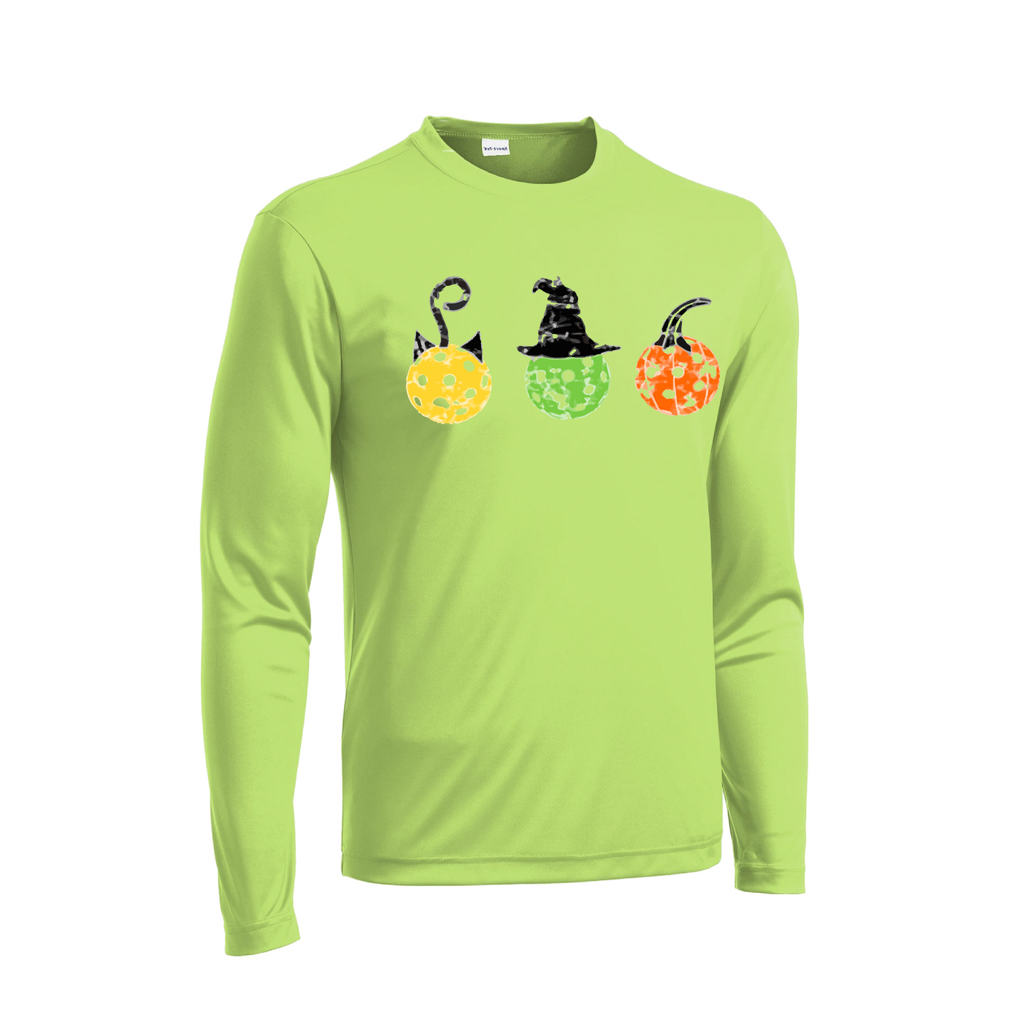 Cat Witch Pumpkin  | Men's Long Sleeve Athletic Shirt | 100% Polyester