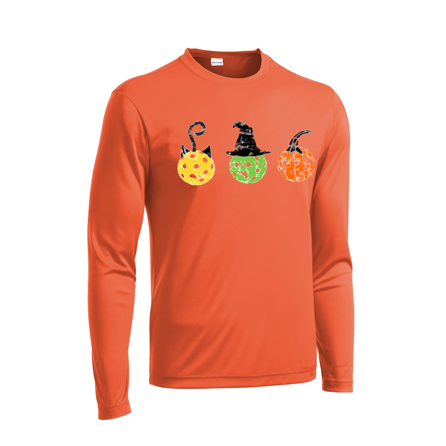 Cat Witch Pumpkin  | Men's Long Sleeve Athletic Shirt | 100% Polyester