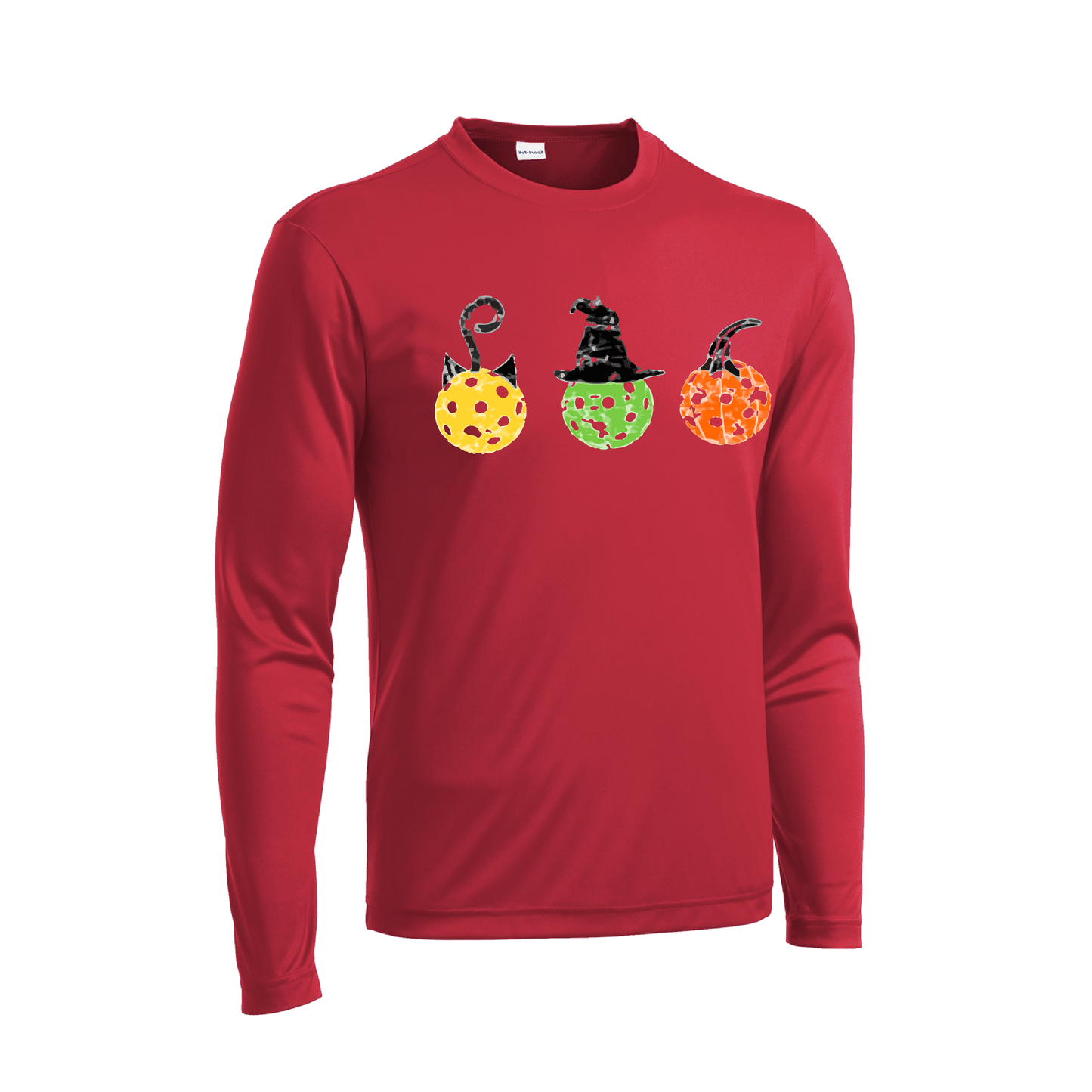 Cat Witch Pumpkin  | Men's Long Sleeve Athletic Shirt | 100% Polyester