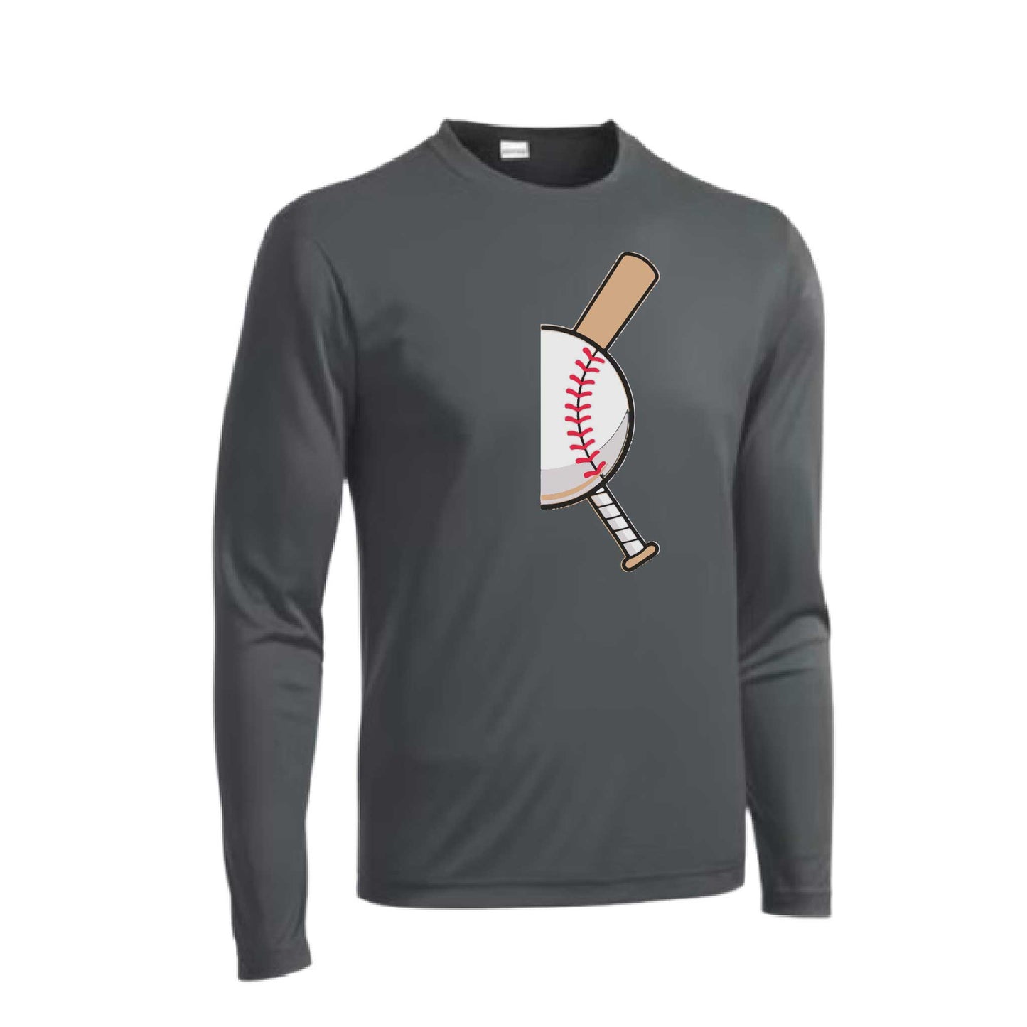 Curveball | Men's Long Sleeve Athletic Baseball Performance T-Shirt | 100% Polyester
