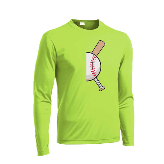 Curveball | Men's Long Sleeve Athletic Baseball Performance T-Shirt | 100% Polyester