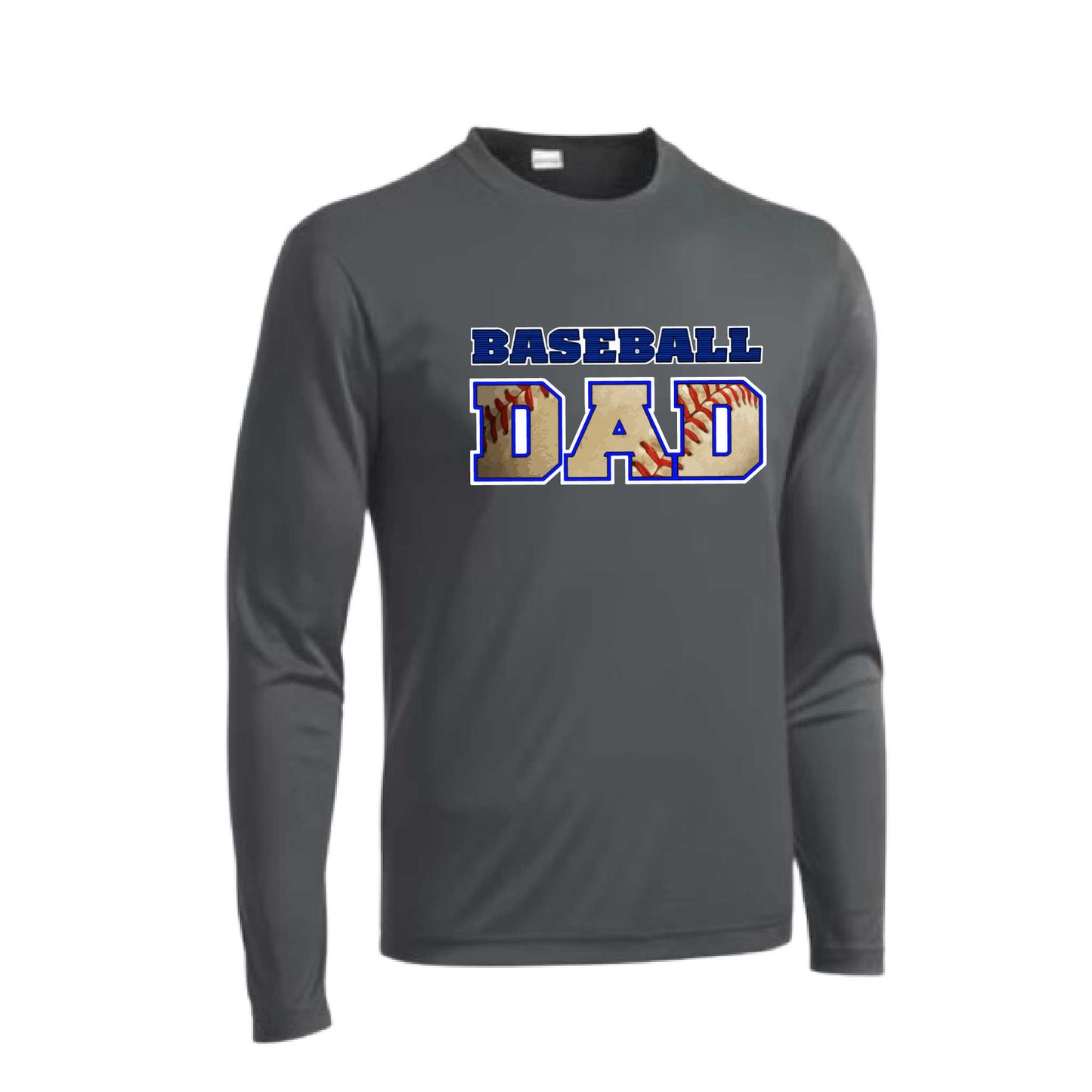 Baseball Dad | Men's Long Sleeve Athletic Baseball Performance T-Shirt | 100% Polyester