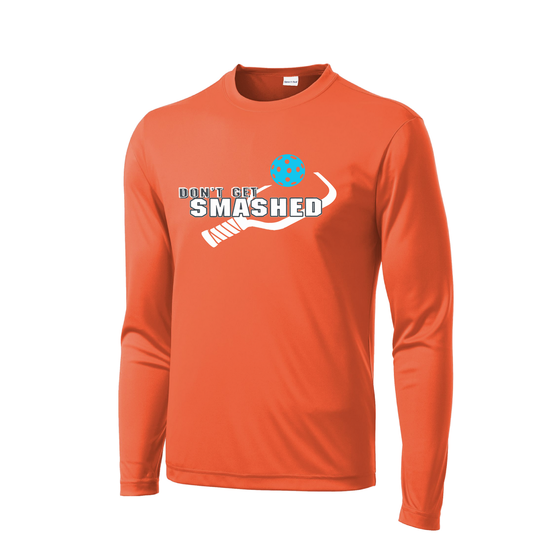 This lightweight, roomy and highly breathable Men's long-sleeved shirt is an athletic performance must-have! Boasting PosiCharge technology to keep your colors vibrant and logo looking new, it also has a removable tag and set-in sleeves for unbeatable comfort. Pickleball colors include cyan, orange, or pink.