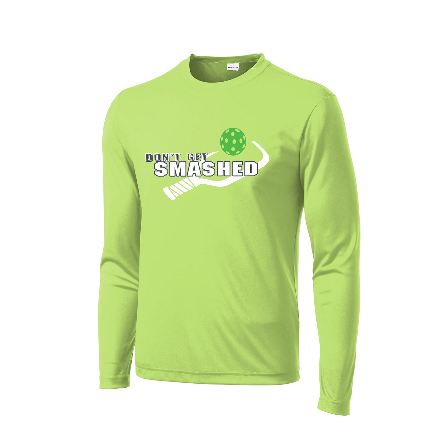 Don't Get Smashed With Pickleballs (Rainbow Green Red) Customizable | Men's Long Sleeve Athletic Shirt | 100% Polyester