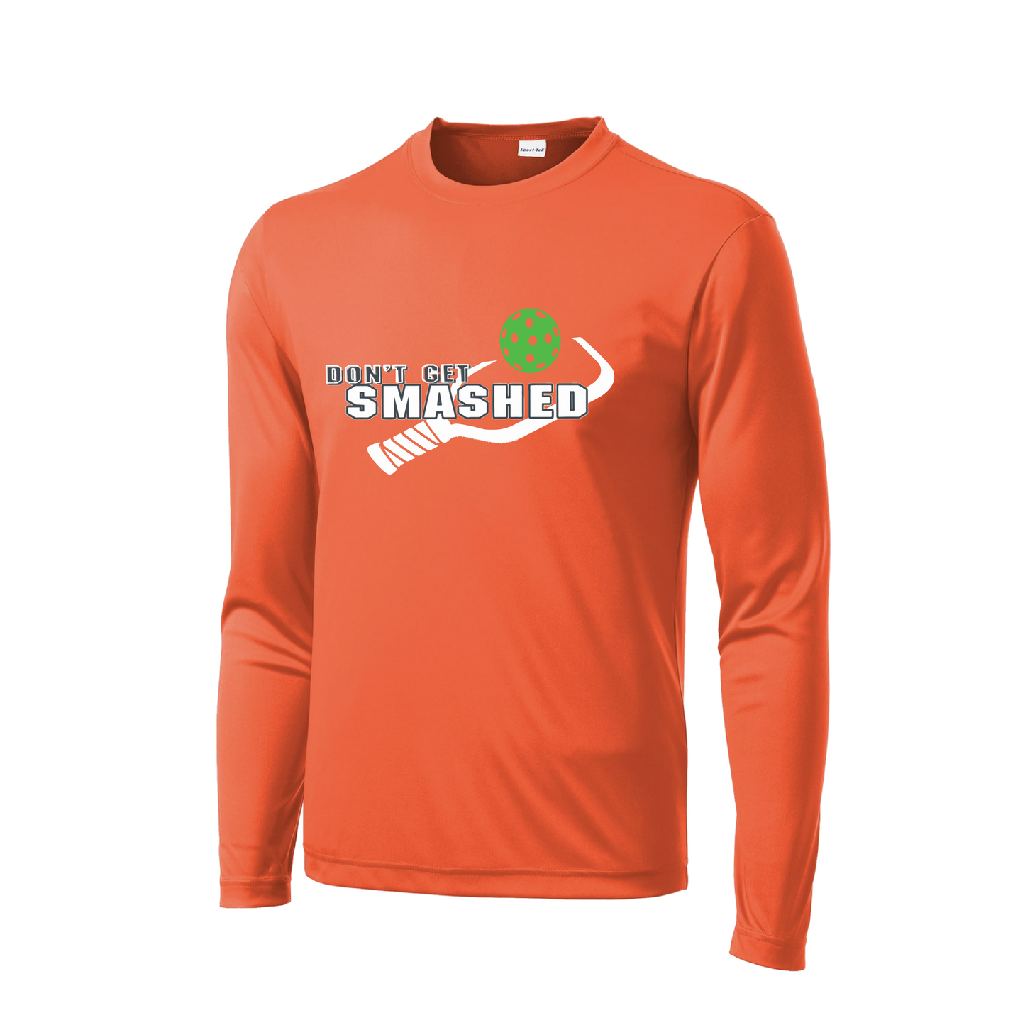 Don't Get Smashed With Pickleballs (Rainbow Green Red) Customizable | Men's Long Sleeve Athletic Shirt | 100% Polyester