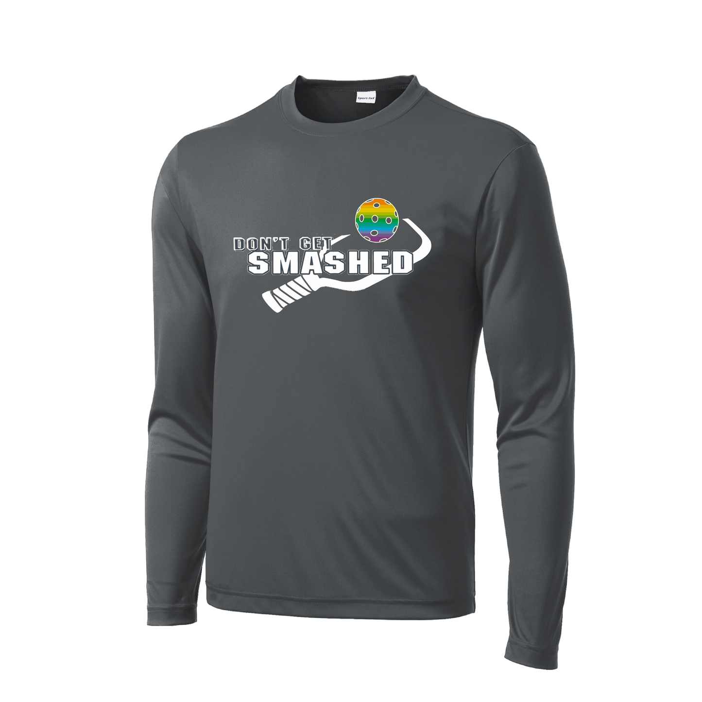 Don't Get Smashed With Pickleballs (Rainbow Green Red) Customizable | Men's Long Sleeve Athletic Shirt | 100% Polyester