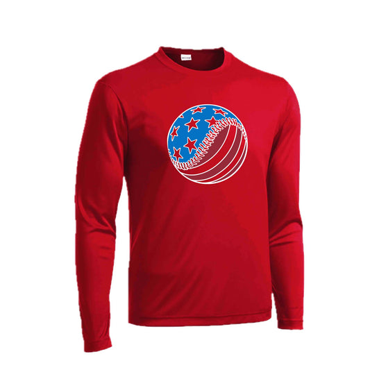 Fastball | Men's Long Sleeve Athletic Baseball Performance T-Shirt | 100% Polyester