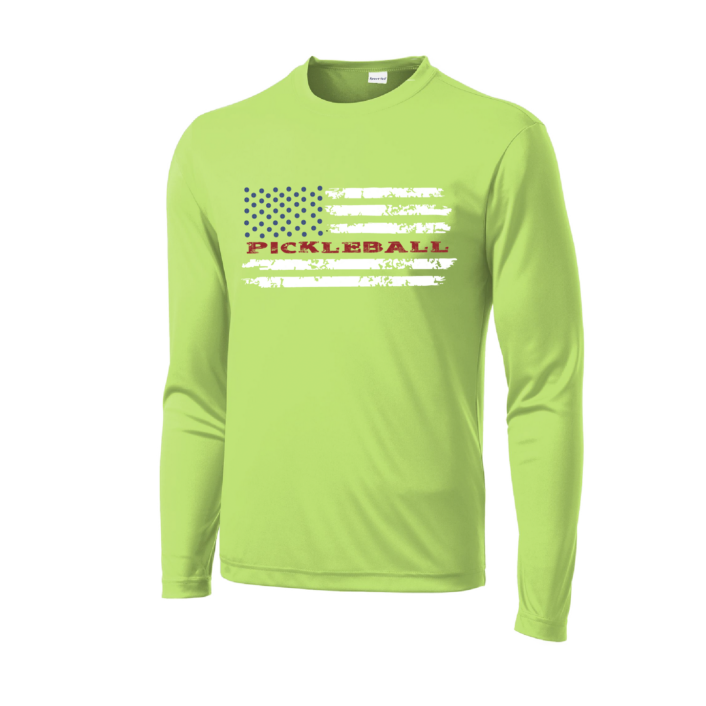 Pickleball Flag (Horizontal) | Clearance Men's Long Sleeve Athletic Shirt | 100% Polyester