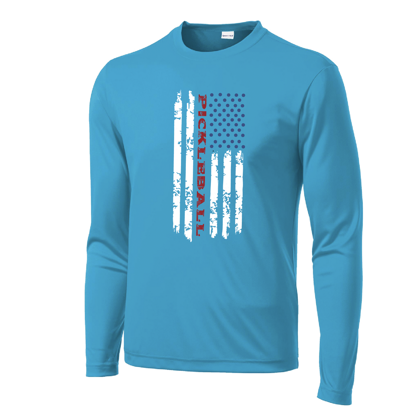 Pickleball Flag (Horizontal) | Clearance Men's Long Sleeve Athletic Shirt | 100% Polyester