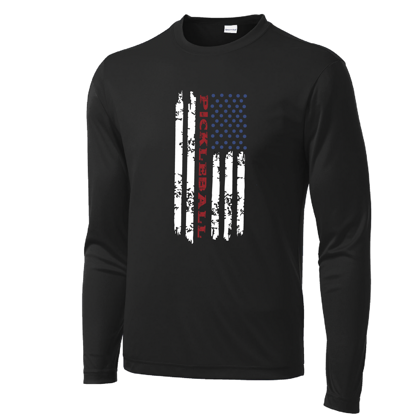 Pickleball Flag (Horizontal) | Clearance Men's Long Sleeve Athletic Shirt | 100% Polyester