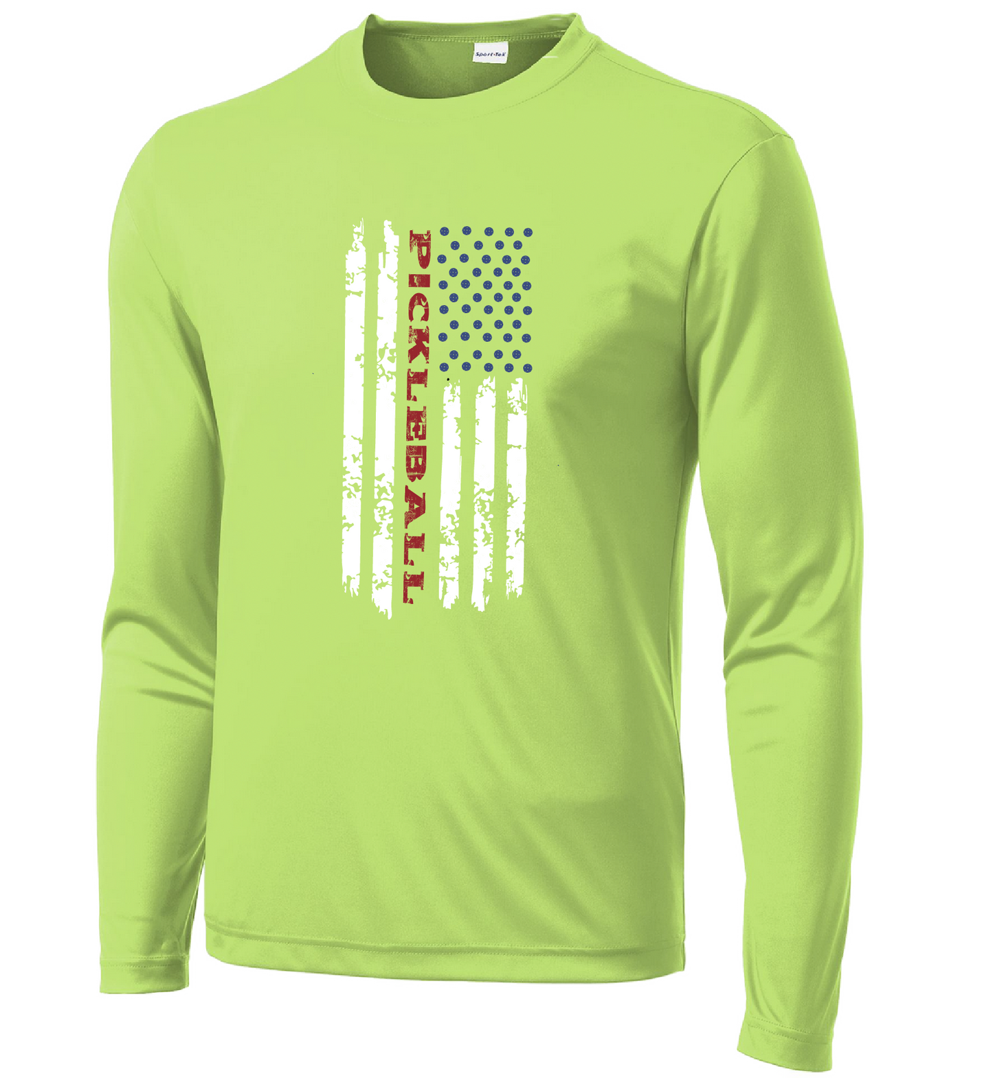 Pickleball Flag (Horizontal) | Clearance Men's Long Sleeve Athletic Shirt | 100% Polyester