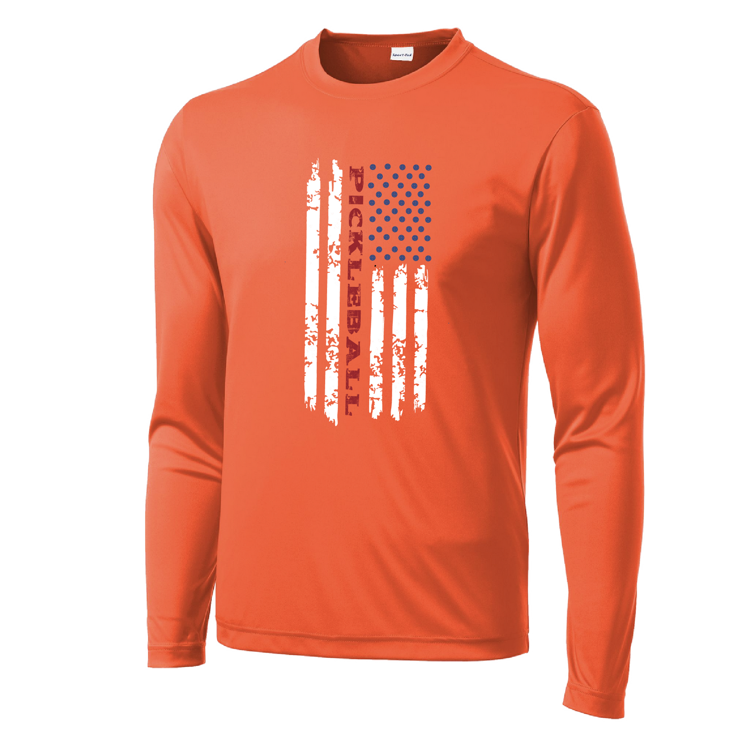 Pickleball Flag (Horizontal) | Clearance Men's Long Sleeve Athletic Shirt | 100% Polyester