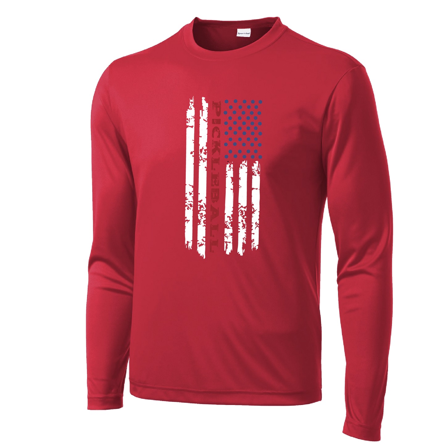 Pickleball Flag (Horizontal) | Clearance Men's Long Sleeve Athletic Shirt | 100% Polyester