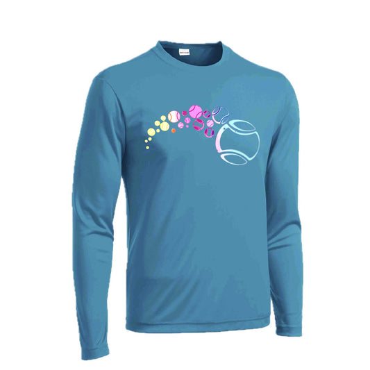 Tennis Focus | Men's Long Sleeve Athletic Tennis Performance T-Shirt | 100% Polyester