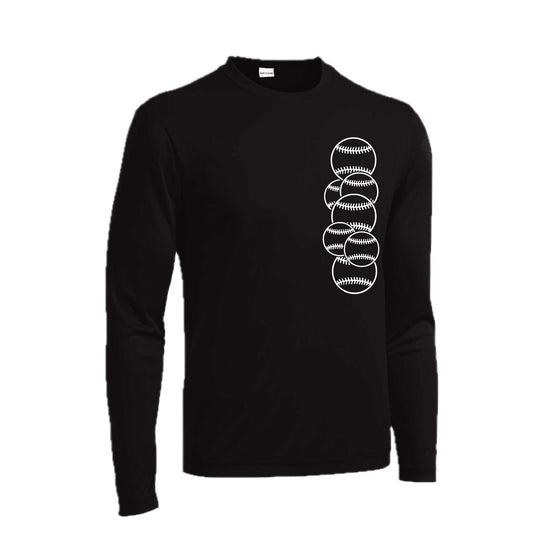 Full count | Men's Long Sleeve Athletic Baseball Performance T-Shirt | 100% Polyester