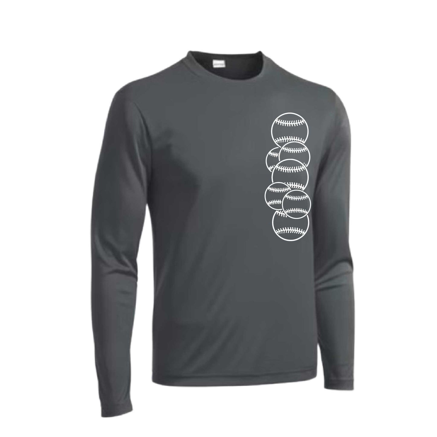 Full count | Men's Long Sleeve Athletic Baseball Performance T-Shirt | 100% Polyester
