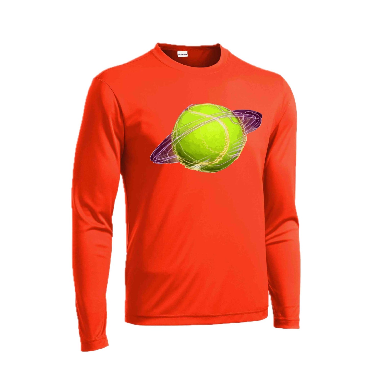 Galactic Tennis | Men's Long Sleeve Athletic Tennis Performance T-Shirt | 100% Polyester