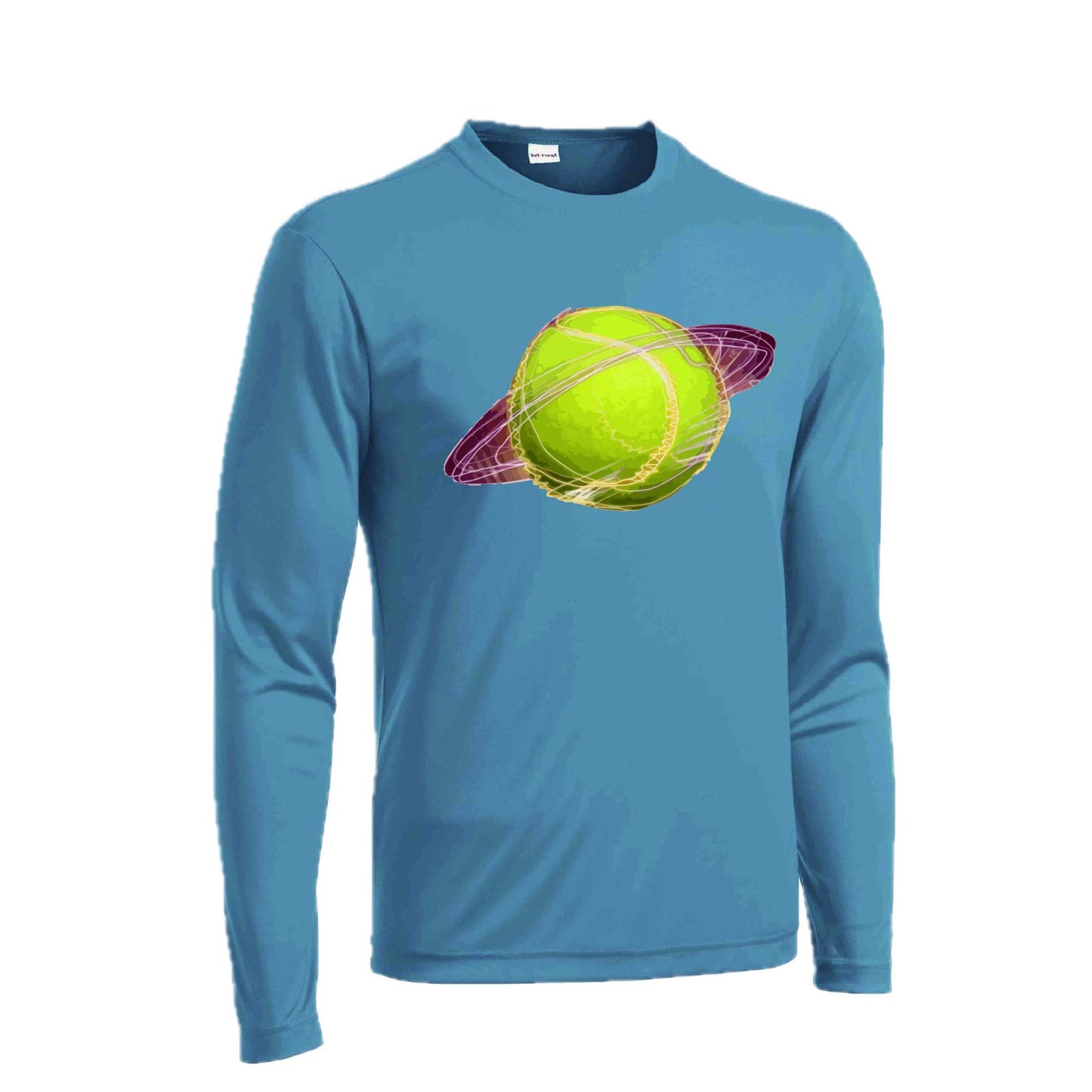 Galactic Tennis | Men's Long Sleeve Athletic Tennis Performance T-Shirt | 100% Polyester