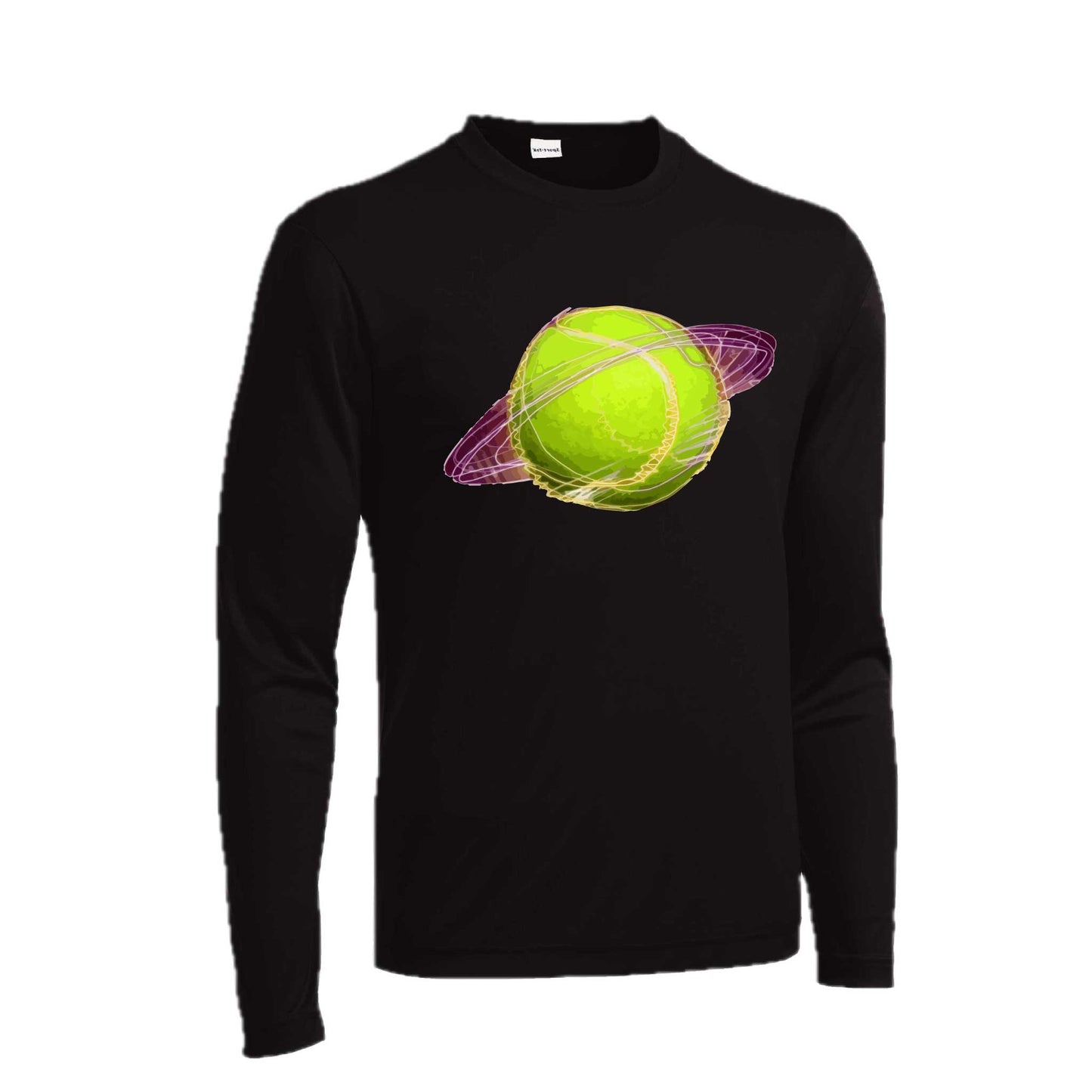 Galactic Tennis | Men's Long Sleeve Athletic Tennis Performance T-Shirt | 100% Polyester
