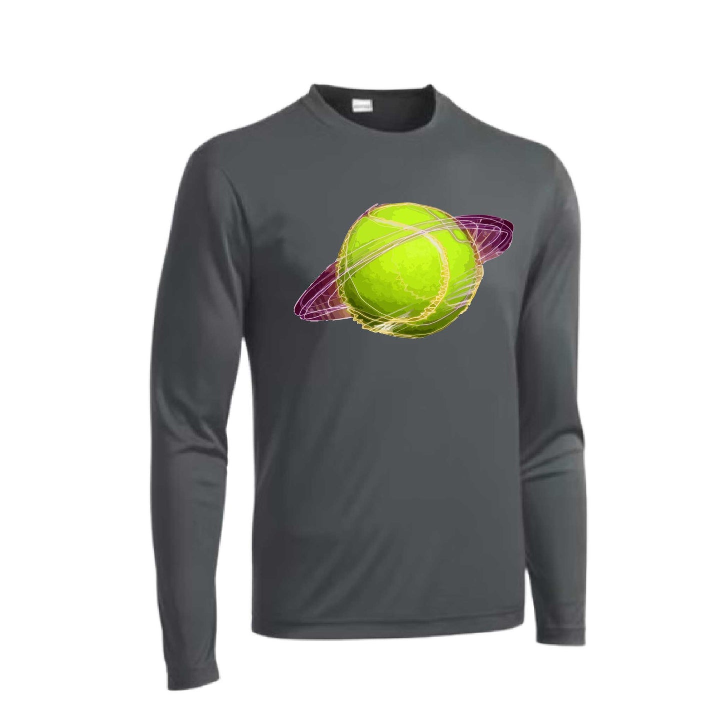 Galactic Tennis | Men's Long Sleeve Athletic Tennis Performance T-Shirt | 100% Polyester