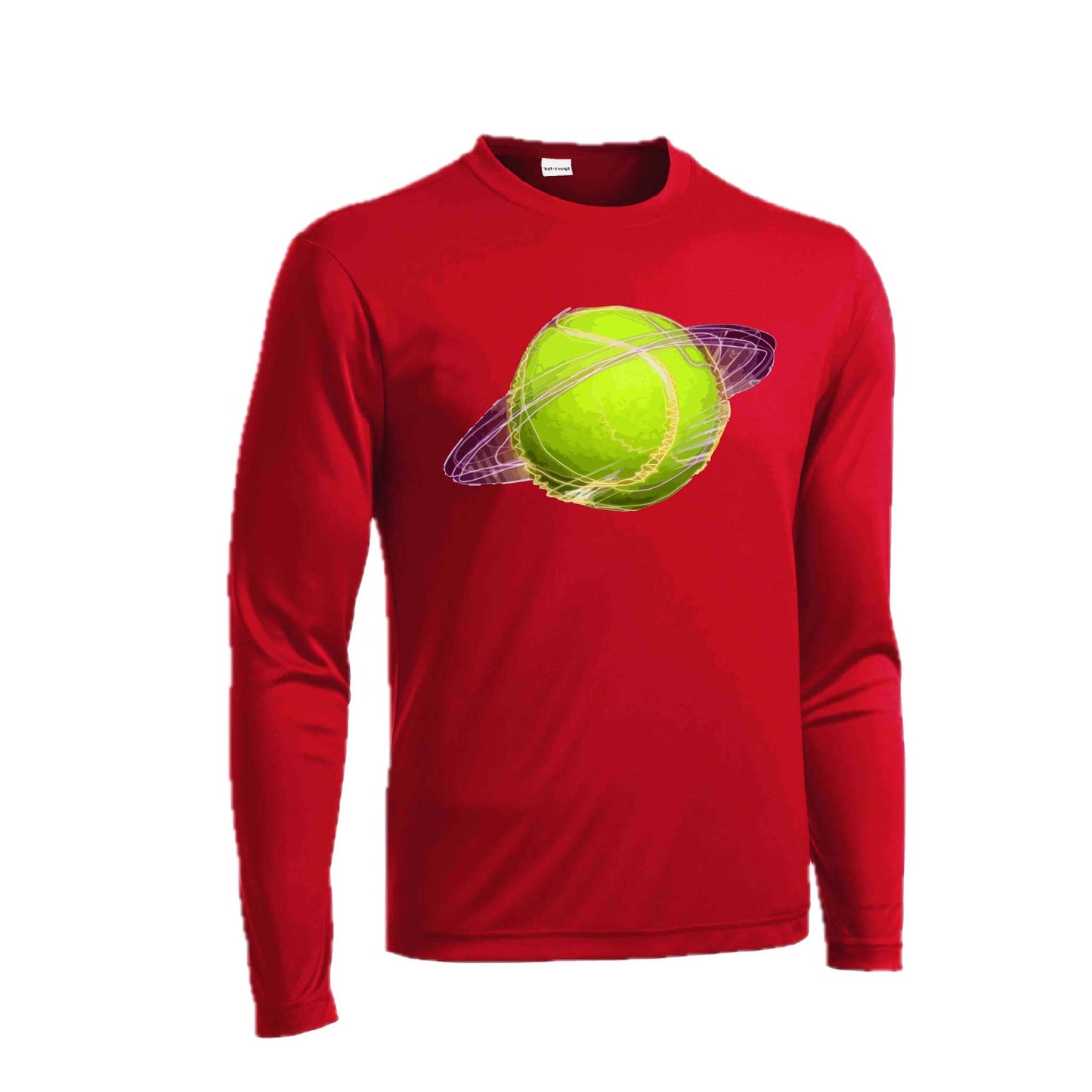 Galactic Tennis | Men's Long Sleeve Athletic Tennis Performance T-Shirt | 100% Polyester
