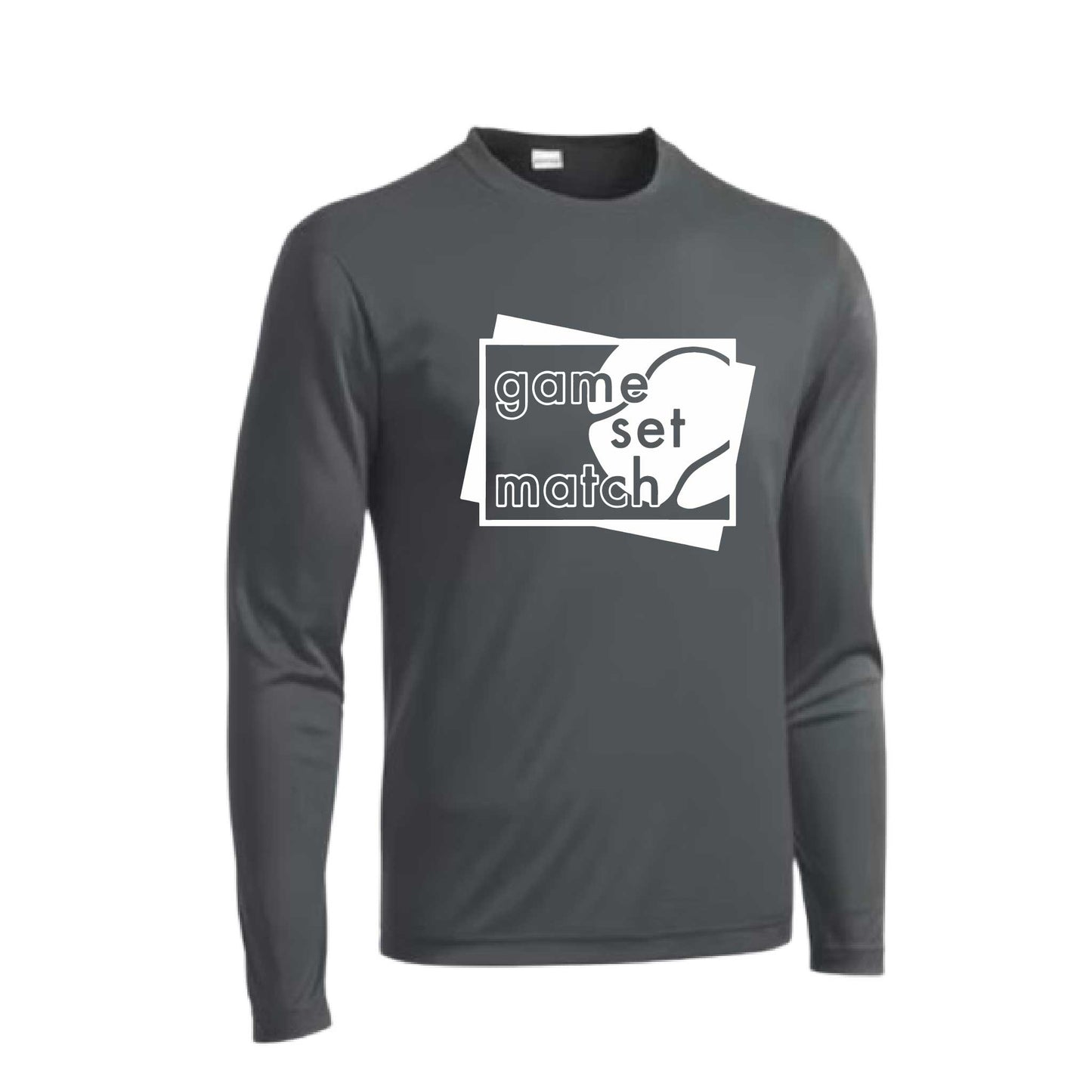 Game Set Match | Men's Long Sleeve Athletic Tennis Performance T-Shirt | 100% Polyester