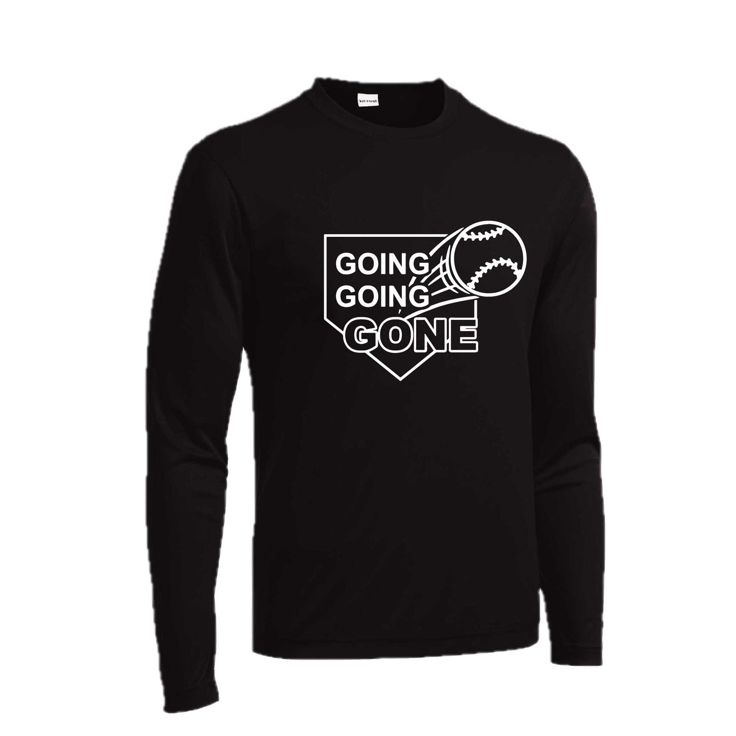 Going Going Gone | Men's Long Sleeve Athletic Baseball Performance T-Shirt | 100% Polyester