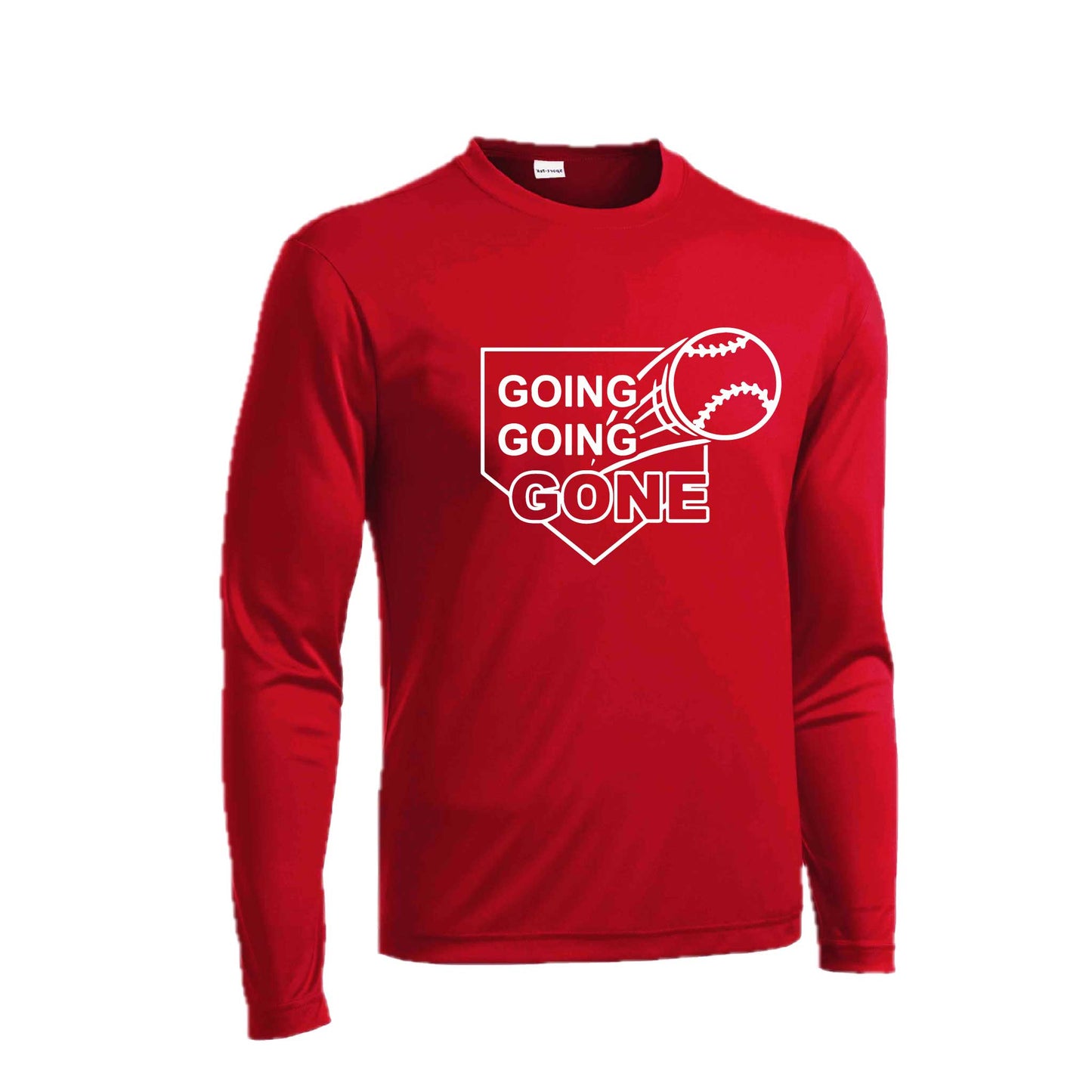 Going Going Gone | Men's Long Sleeve Athletic Baseball Performance T-Shirt | 100% Polyester