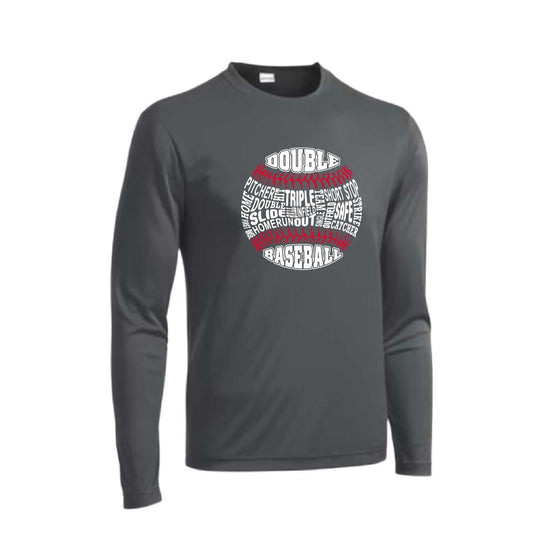 Grand Slam | Men's Long Sleeve Athletic Baseball Performance T-Shirt | 100% Polyester
