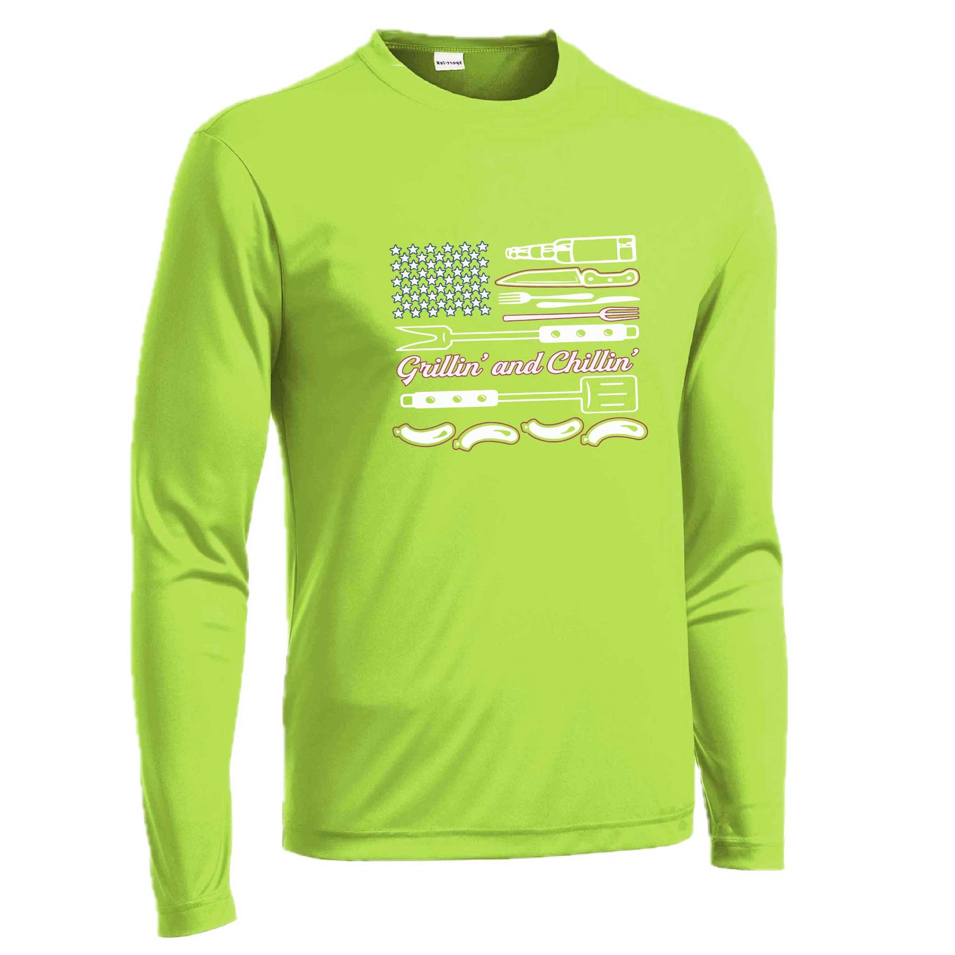 Grillin' and Chillin' | Men's Long Sleeve Camping Shirt | 100% Polyester
