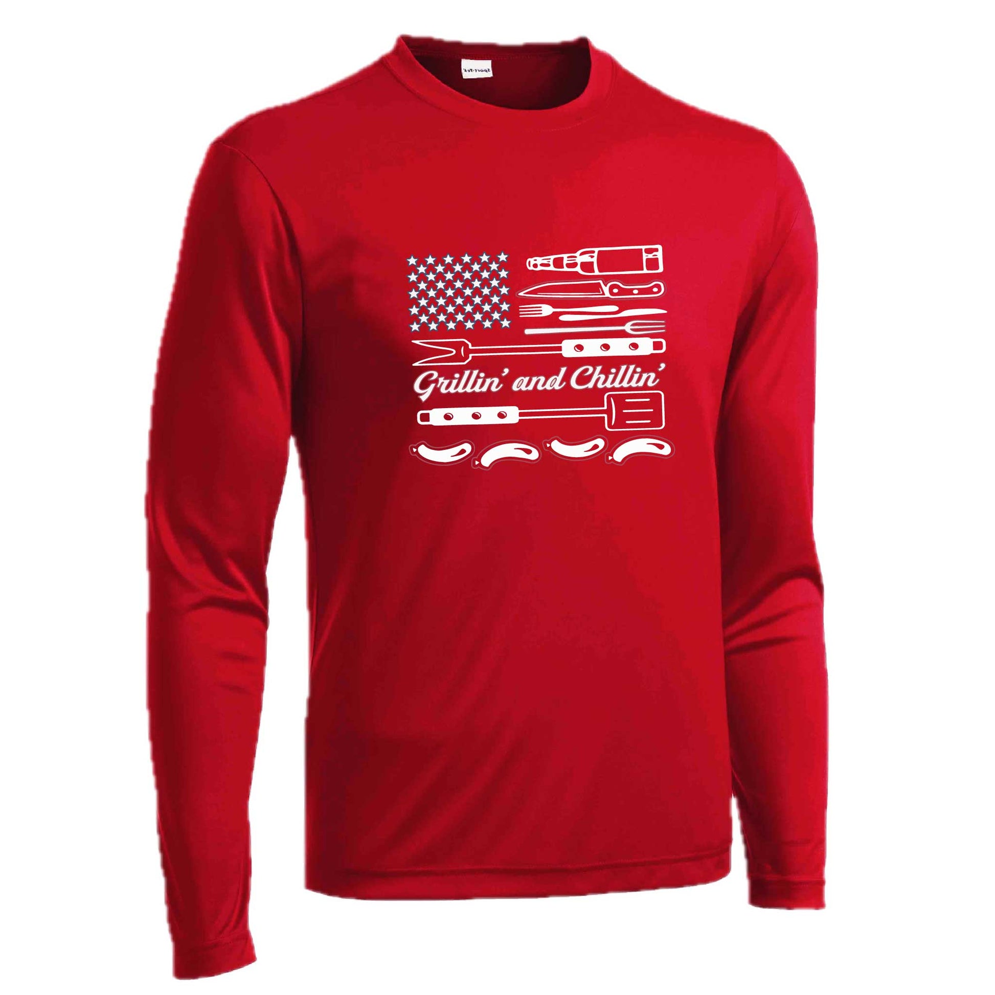 Grillin' and Chillin' | Men's Long Sleeve Camping Shirt | 100% Polyester