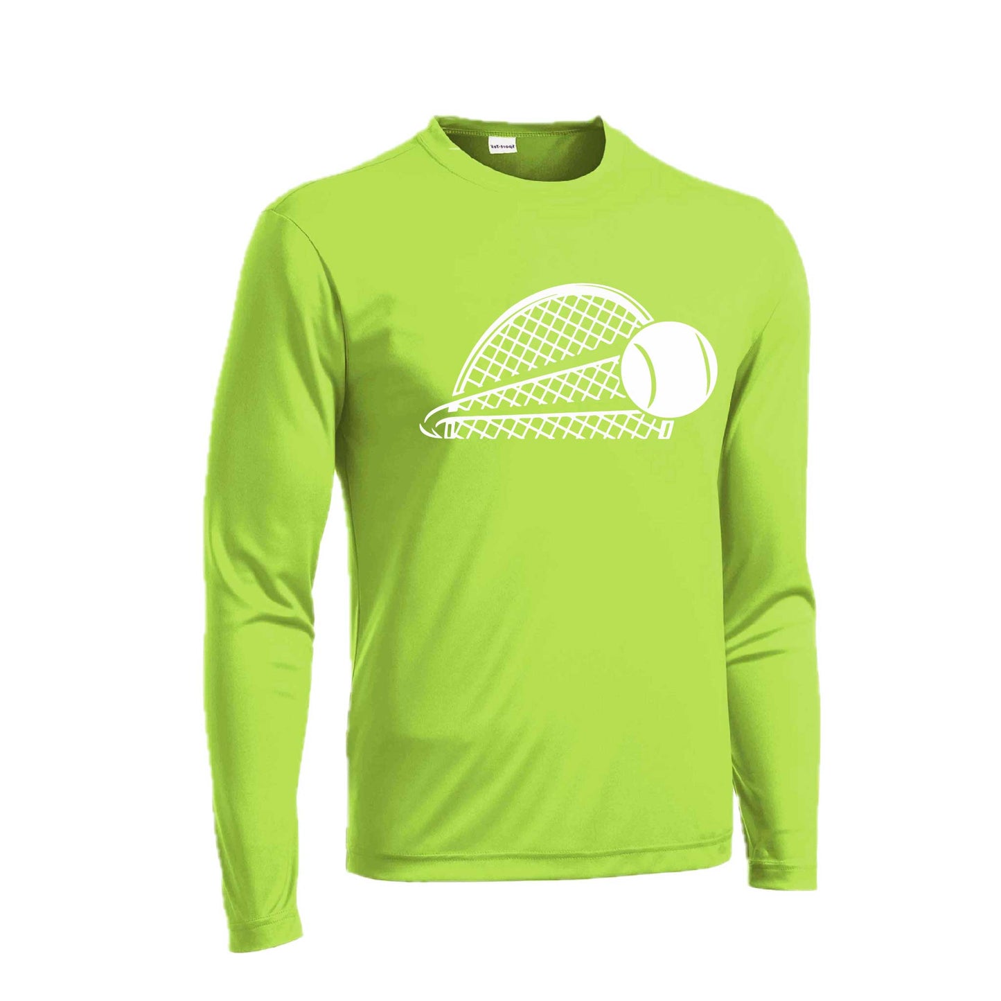 Half Tennis Racquet | Men's Long Sleeve Athletic Tennis Performance T-Shirt | 100% Polyester