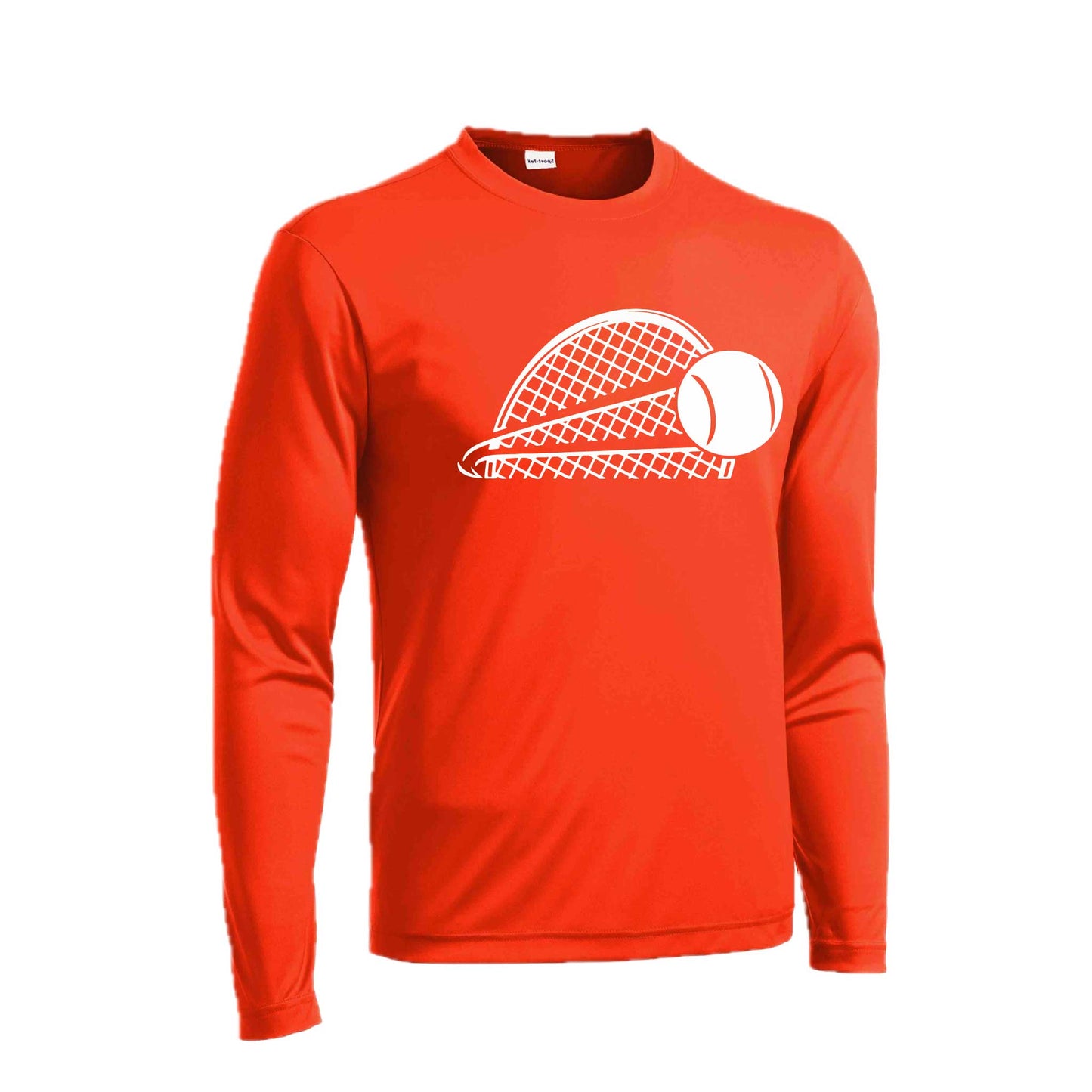 Half Tennis Racquet | Men's Long Sleeve Athletic Tennis Performance T-Shirt | 100% Polyester