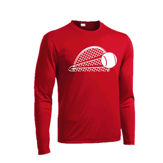 Half Tennis Racquet | Men's Long Sleeve Athletic Tennis Performance T-Shirt | 100% Polyester