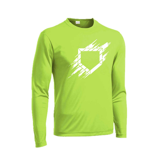 Home Plate | Men's Long Sleeve Athletic Baseball Performance T-Shirt | 100% Polyester