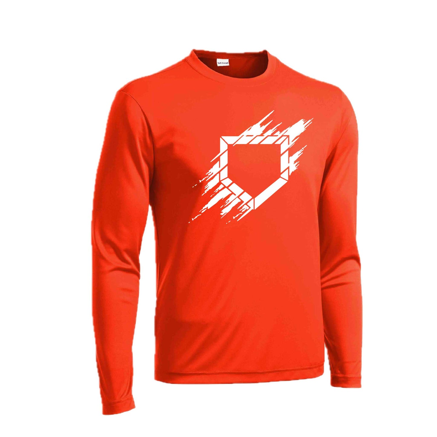 Home Plate | Men's Long Sleeve Athletic Baseball Performance T-Shirt | 100% Polyester