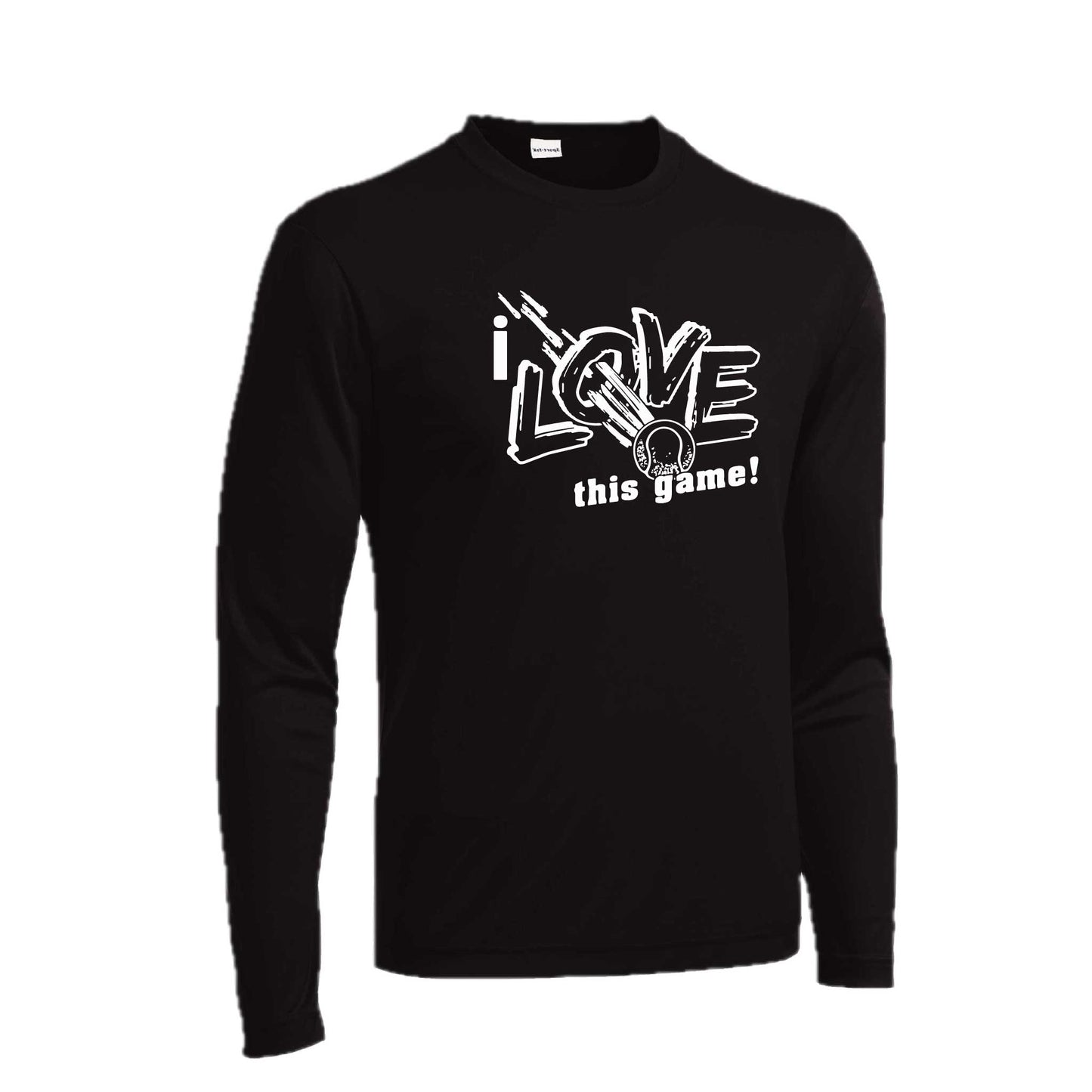 I Love This Game | Men's Long Sleeve Athletic Tennis Performance T-Shirt | 100% Polyester