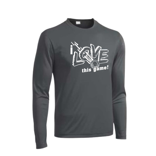 I Love This Game | Men's Long Sleeve Athletic Tennis Performance T-Shirt | 100% Polyester