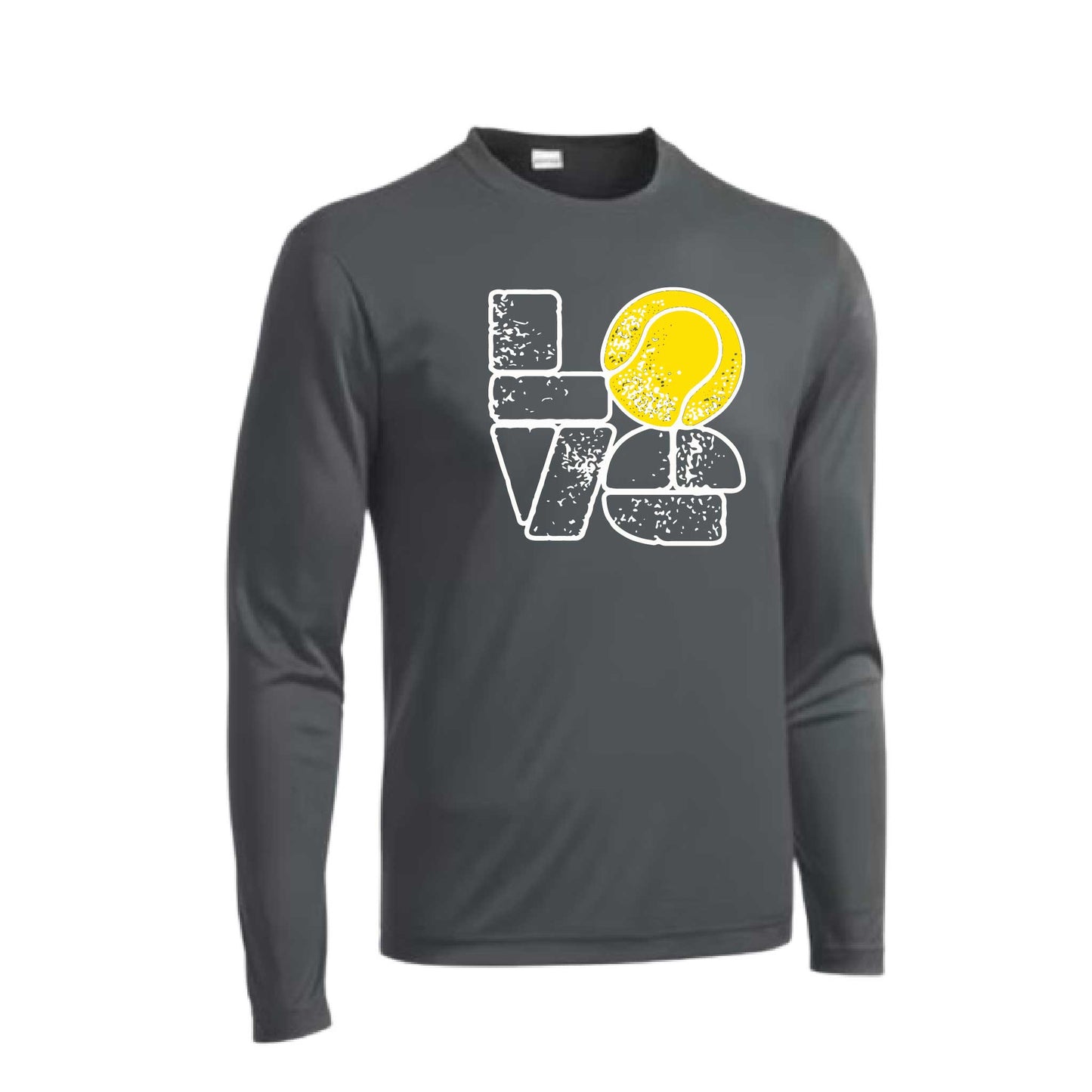 Love Stacked | Men's Long Sleeve Athletic Tennis Performance T-Shirt | 100% Polyester