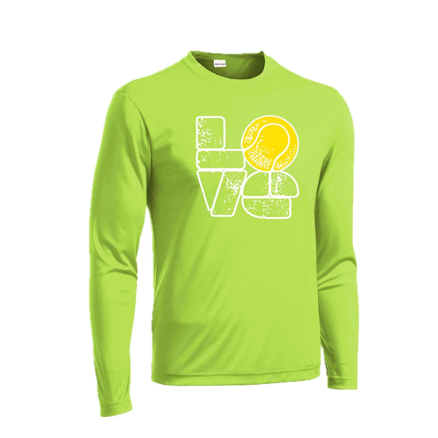 Love Stacked | Men's Long Sleeve Athletic Tennis Performance T-Shirt | 100% Polyester