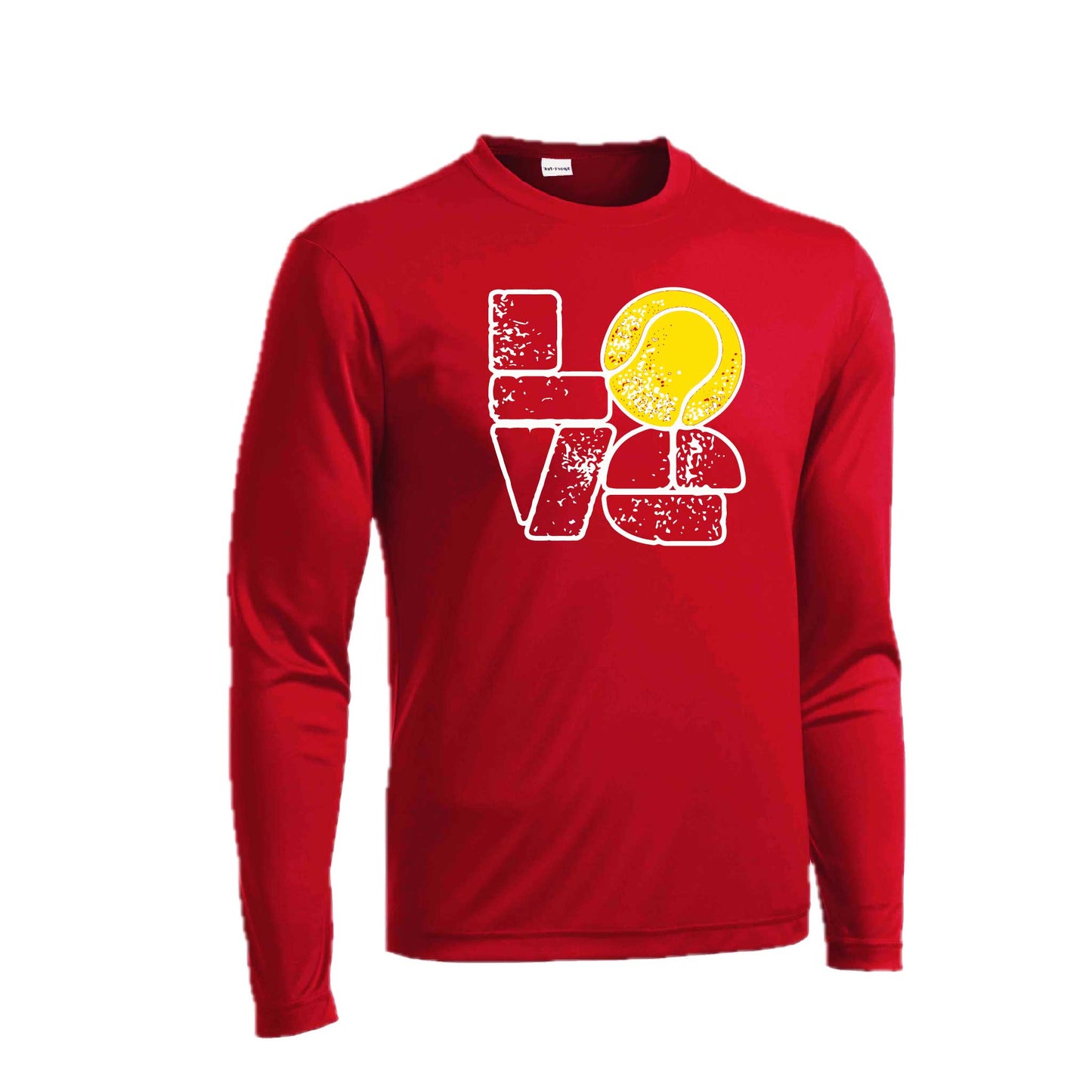 Love Stacked | Men's Long Sleeve Athletic Tennis Performance T-Shirt | 100% Polyester