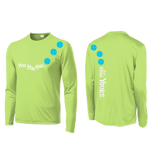 Mine JK Yours (Pickleballs Cyan Green Orange) | Men's Long Sleeve Athletic Shirt | 100% Polyester