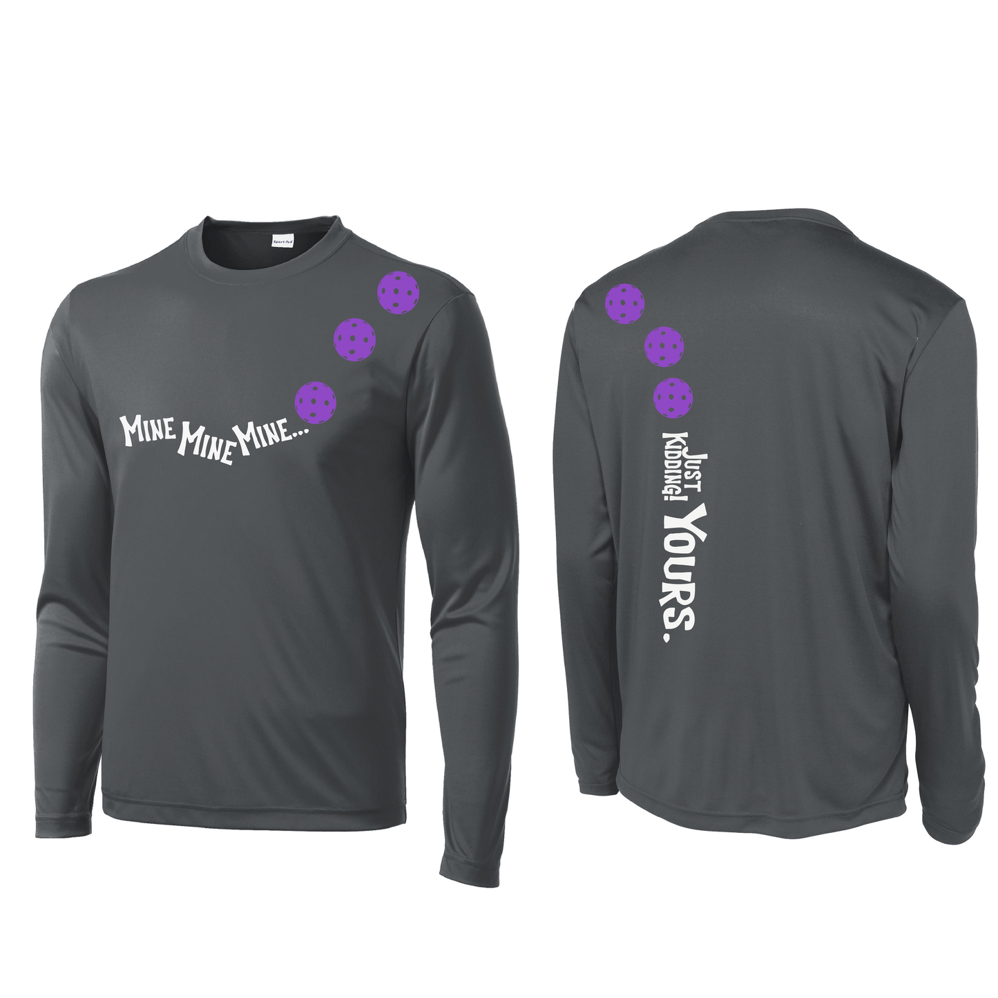 Mine JK Yours (Pickleball Colors Patriotic Stars White or Purple) | Men's Long Sleeve Athletic Shirt | 100% Polyester