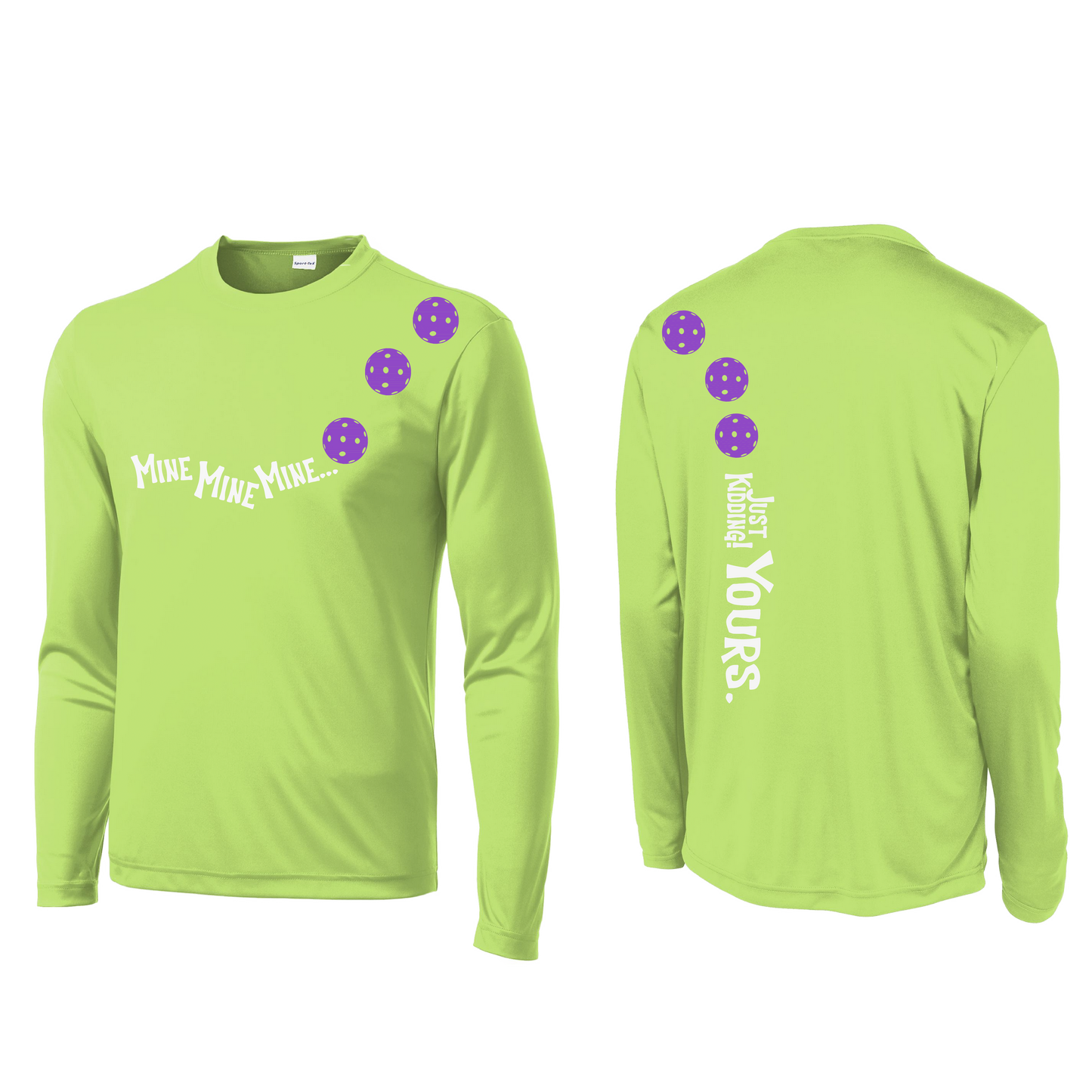 Mine JK Yours (Pickleball Colors Patriotic Stars White or Purple) | Men's Long Sleeve Athletic Shirt | 100% Polyester