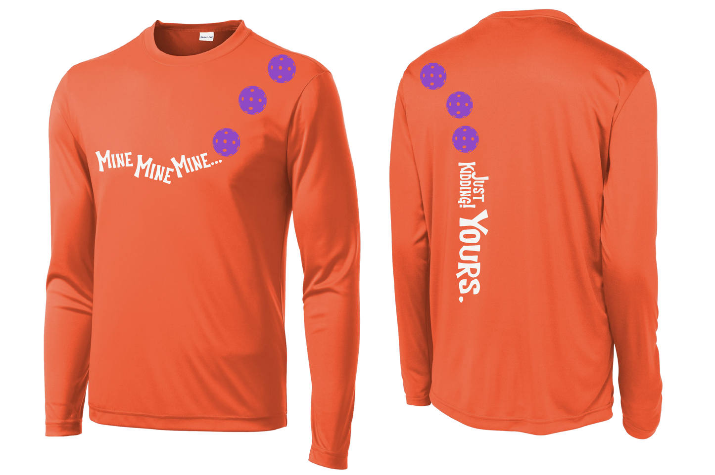 Mine JK Yours (Pickleball Colors Patriotic Stars White or Purple) | Men's Long Sleeve Athletic Shirt | 100% Polyester