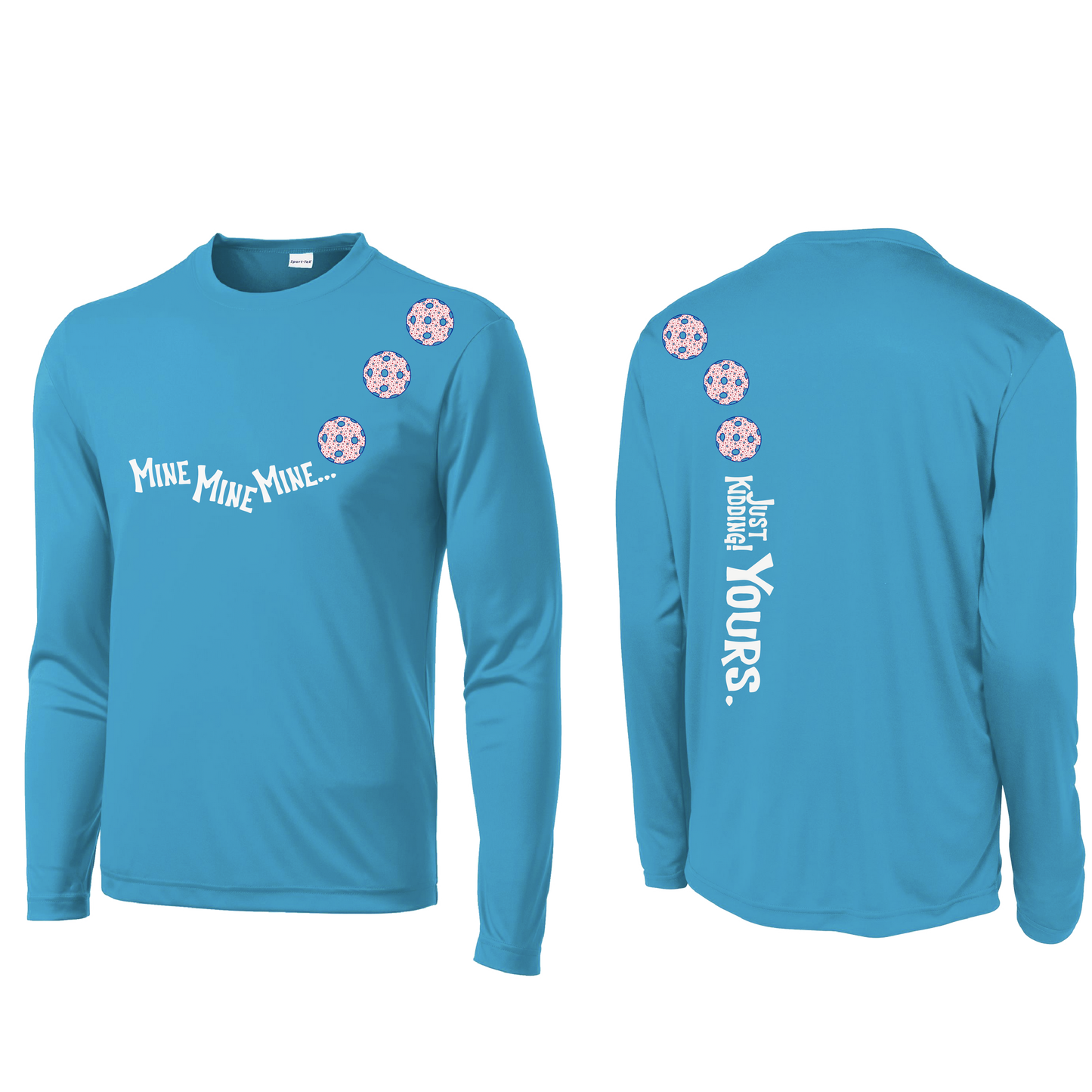 Mine JK Yours (Pickleballs With Stars) | Men's Long Sleeve Athletic Shirt | 100% Polyester