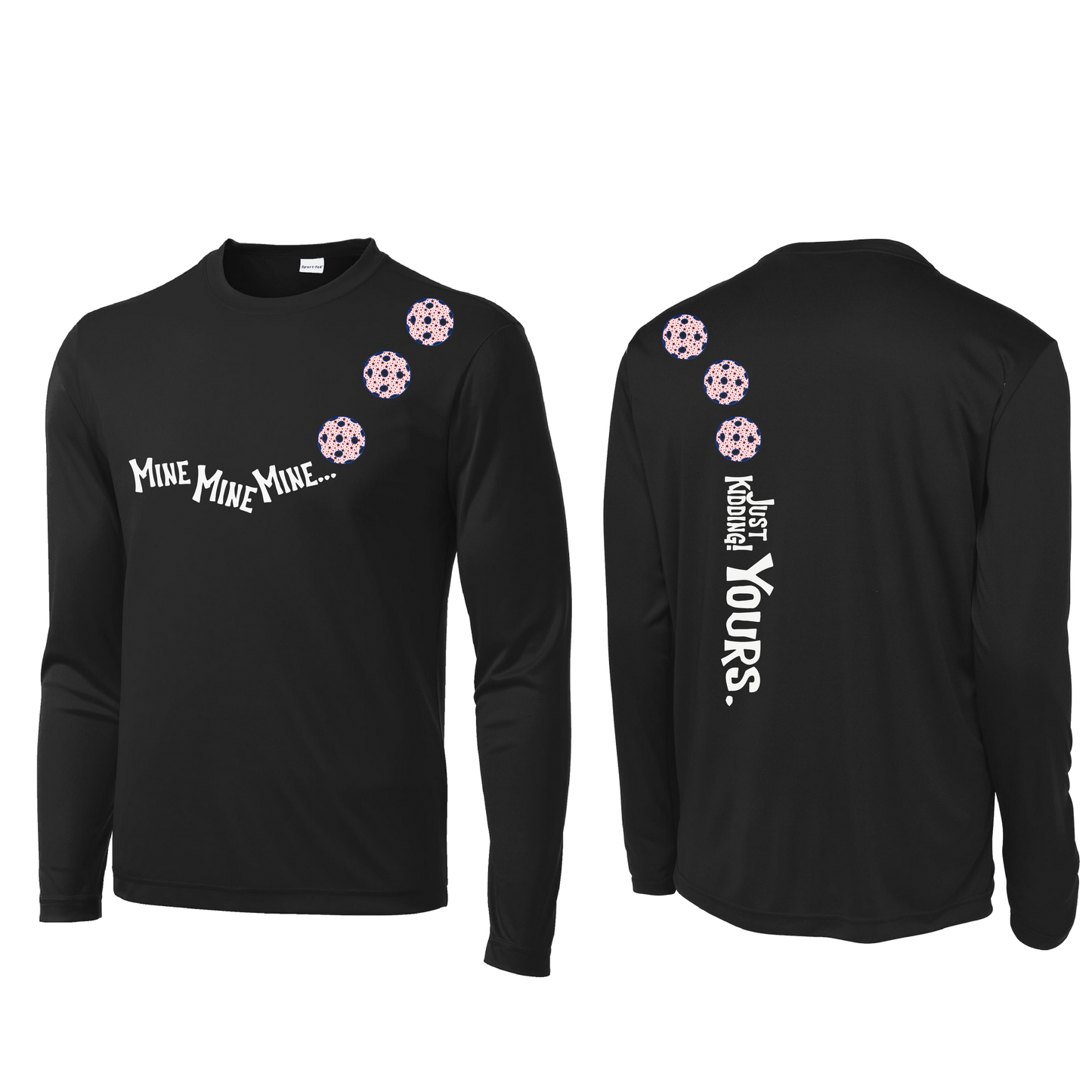 Mine JK Yours (Pickleballs With Stars) | Men's Long Sleeve Athletic Shirt | 100% Polyester