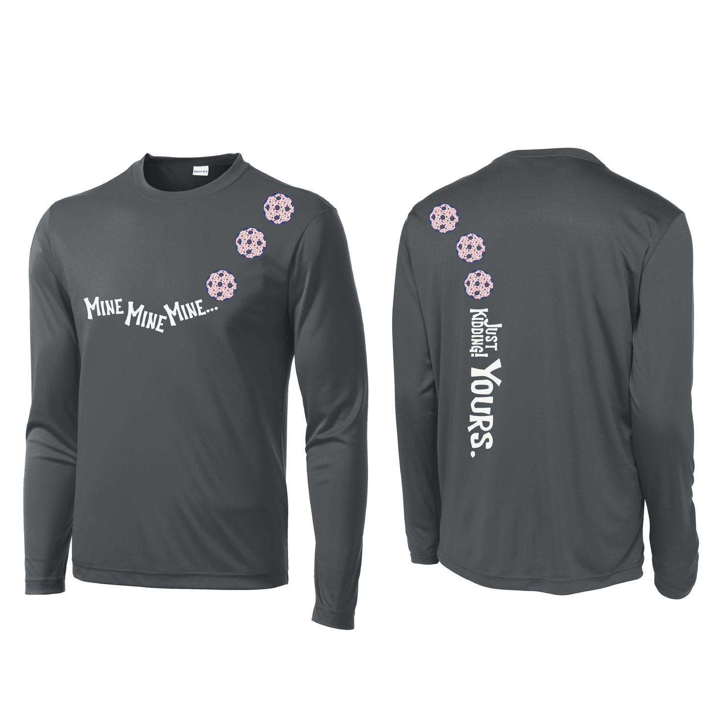 Mine JK Yours (Pickleballs With Stars) | Men's Long Sleeve Athletic Shirt | 100% Polyester