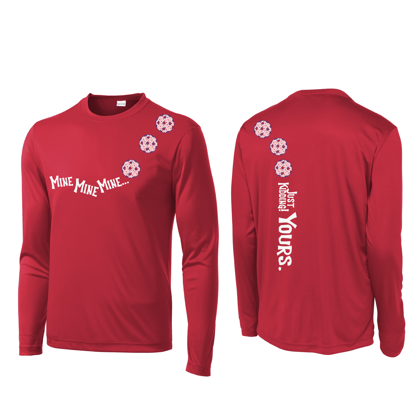 Mine JK Yours (Pickleballs With Stars) | Men's Long Sleeve Athletic Shirt | 100% Polyester