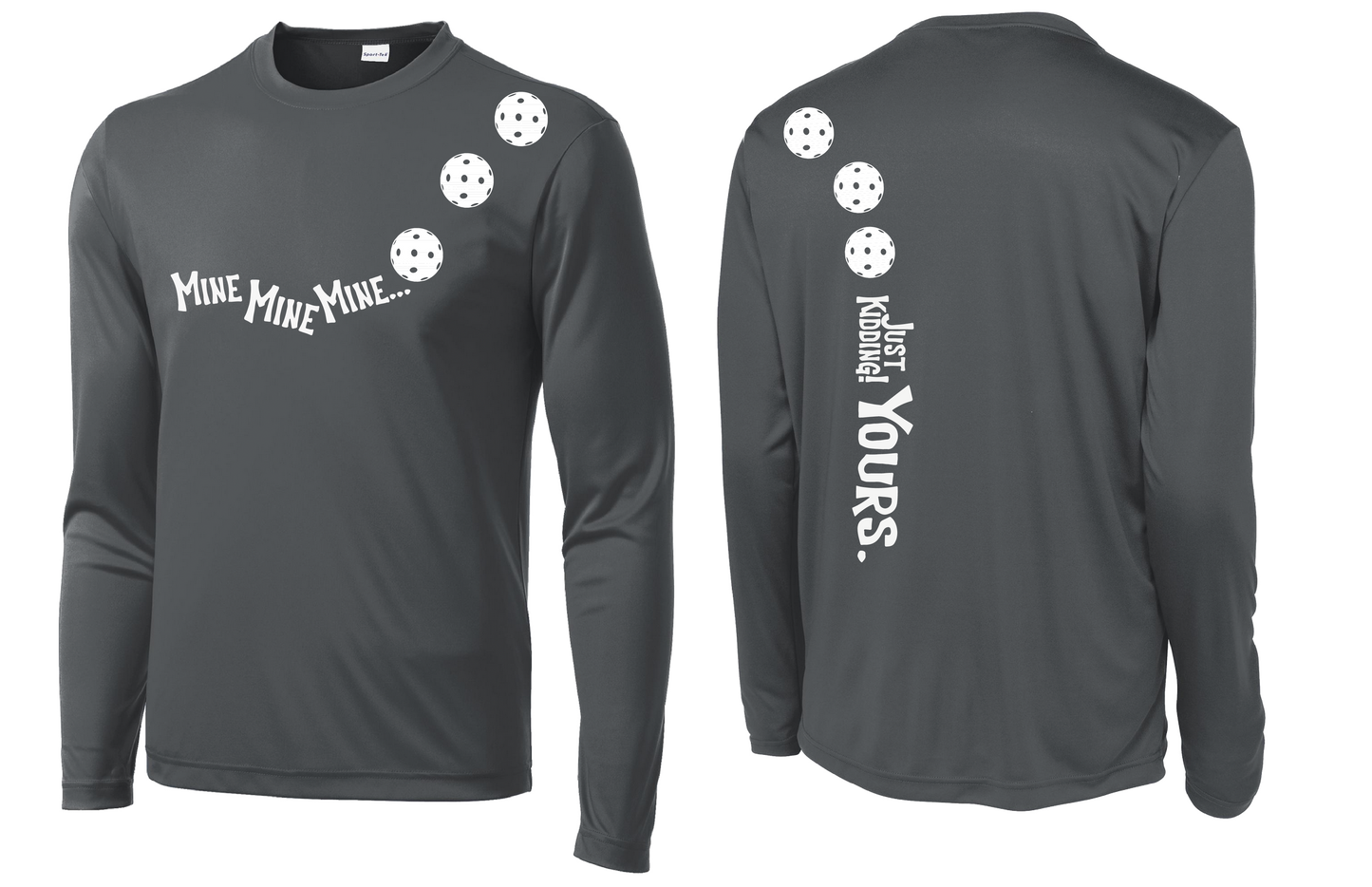 Mine JK Yours (Pickleball Colors Patriotic Stars White or Purple) | Men's Long Sleeve Athletic Shirt | 100% Polyester